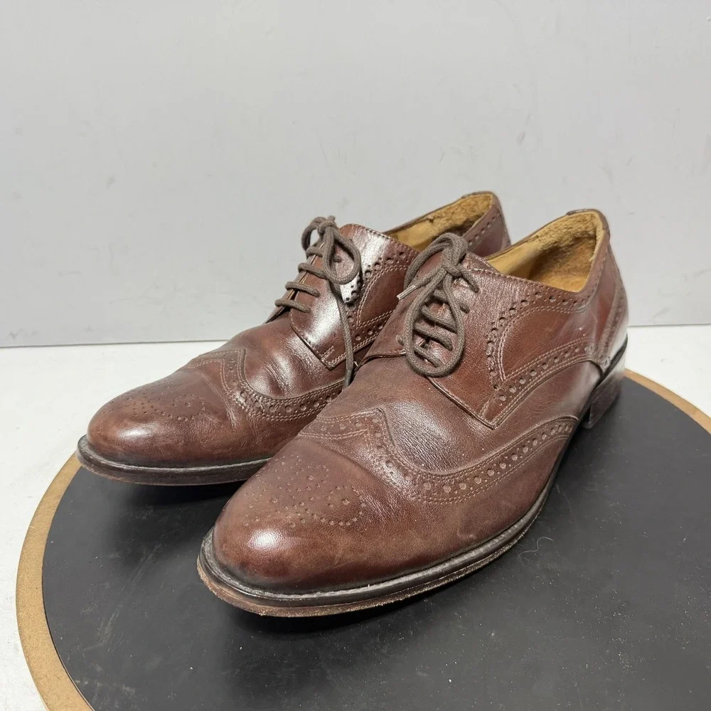 Wingtip Brogue Shoes Mens Size 10 / 43 Brown Leather Oxford Dress Classic